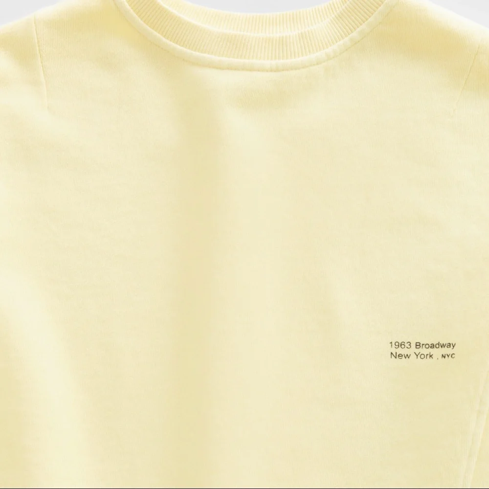 Zara Yellow Slogan Sweatshirt with Seam Detail and Vintage Graphic 10 Kids NWT - Picture 5 of 8